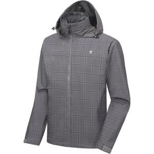 imageLittle Donkey Andy Mens Waterproof Rain Jacket Lightweight Rain Coat Raincoat with Hood for Golf HikingGray Plaid