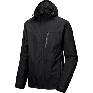 imageLittle Donkey Andy Mens Waterproof Rain Jacket with Detachable Hood Outdoor Raincoat for Hiking Travel CyclingA1black