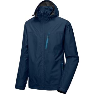imageLittle Donkey Andy Mens Waterproof Rain Jacket with Detachable Hood Outdoor Raincoat for Hiking Travel CyclingA2navy