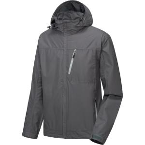 imageLittle Donkey Andy Mens Waterproof Rain Jacket with Detachable Hood Outdoor Raincoat for Hiking Travel CyclingA3grey