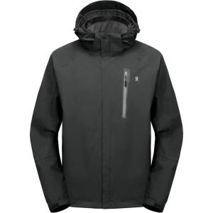 imageLittle Donkey Andy Mens Waterproof Rain Jacket with Detachable Hood Outdoor Raincoat for Hiking Travel CyclingC1greyGrey