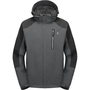 imageLittle Donkey Andy Mens Waterproof Rain Jacket with Detachable Hood Outdoor Raincoat for Hiking Travel CyclingC1saluteGrey