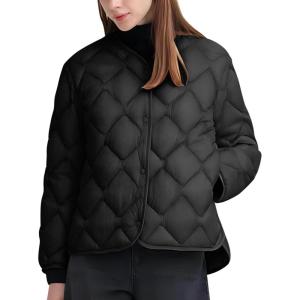 imageLittle Donkey Andy Womens Lightweight Puffer Jacket with Recycled Insulation Button Down Quilted CoatsBlack
