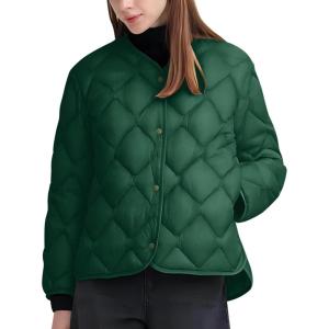 imageLittle Donkey Andy Womens Lightweight Puffer Jacket with Recycled Insulation Button Down Quilted CoatsGrass Green