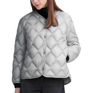 imageLittle Donkey Andy Womens Lightweight Puffer Jacket with Recycled Insulation Button Down Quilted CoatsLight Gray