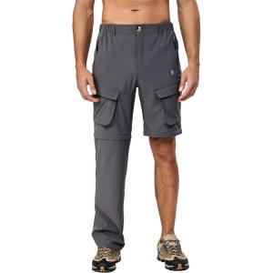 imageLittle Donkey Andy Mens Zip Off Convertible Quick Dry Cargo Pants Stretch Lightweight Hiking Travel CampingGrey