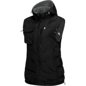 imageLittle Donkey Andy Womens Fleece Puffy Vest Warm Sleeveless Puffer Jacket with Removable Hood for Golfing HikingBlack
