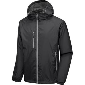 imageLittle Donkey Andy Mens Lightweight Windbreaker Jacket Breathable Windproof Hooded Wind Coat Hiking Running Golf TravelBlack