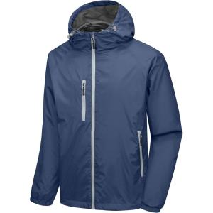 imageLittle Donkey Andy Mens Lightweight Windbreaker Jacket Breathable Windproof Hooded Wind Coat Hiking Running Golf TravelDark Blue