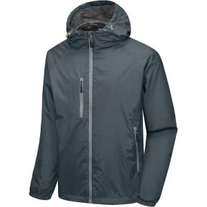imageLittle Donkey Andy Mens Lightweight Windbreaker Jacket Breathable Windproof Hooded Wind Coat Hiking Running Golf TravelGrey