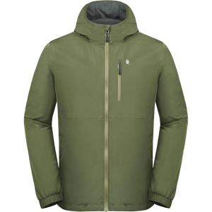 imageLittle Donkey Andy Mens Windbreak Jacket Quick Drying Water Repellent Light Jackets for Men Wrinkle ReductionArmy Green