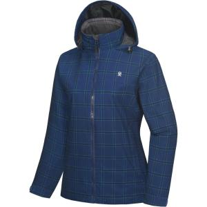 imageLittle Donkey Andy Womens Waterproof Rain Jacket Lightweight Windbreaker Breathable Raincoat with Hood for Outdoor HikingBlue Plaid
