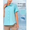 imageLittle Donkey Andy Womens UPF 50 UV Protection Shirt Breathable Short Sleeve Fishing Hiking Shirts Quick DryBlue Tint