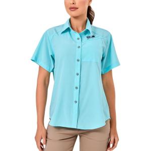 imageLittle Donkey Andy Womens UPF 50 UV Protection Shirt Breathable Short Sleeve Fishing Hiking Shirts Quick DryBlue Tint