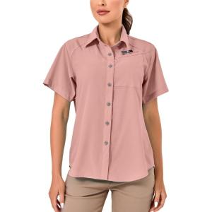 imageLittle Donkey Andy Womens UPF 50 UV Protection Shirt Breathable Short Sleeve Fishing Hiking Shirts Quick DryCoral Almond