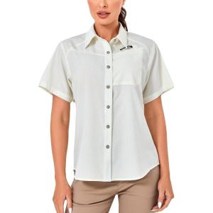 imageLittle Donkey Andy Womens UPF 50 UV Protection Shirt Breathable Short Sleeve Fishing Hiking Shirts Quick DryMarshmallow