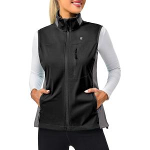 imageLittle Donkey Andy Womens Lightweight Windproof Softshell Vest for Golf Tennis Running CyclingBlack