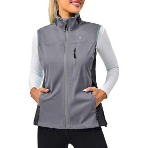 imageLittle Donkey Andy Womens Lightweight Windproof Softshell Vest for Golf Tennis Running CyclingGray