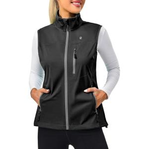 imageLittle Donkey Andy Womens Lightweight Windproof Softshell Vest for Golf Tennis Running CyclingPure Black