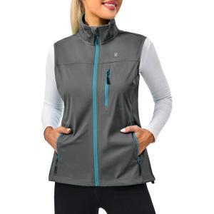imageLittle Donkey Andy Womens Lightweight Windproof Softshell Vest for Golf Tennis Running CyclingPure Gray