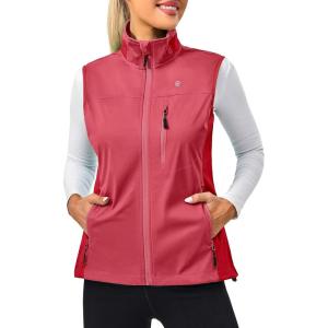 imageLittle Donkey Andy Womens Lightweight Windproof Softshell Vest for Golf Tennis Running CyclingRed