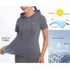 imageLittle Donkey Andy Womens Short Sleeve Quick Dry TShirt with Hood Sun Protection Workout Stretch Basic Tops TeeSteel Gray