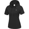 imageLittle Donkey Andy Womens Short Sleeve Quick Dry TShirt with Hood Sun Protection Workout Stretch Basic Tops TeeBlack