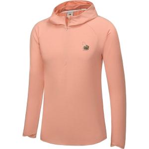 imageLittle Donkey Andy Mens 14 Zip UPF 50 Sun Protection Breathable Hooded Shirt Long Sleeve Lightweight PulloverOrange