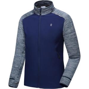 imageLittle Donkey Andy Mens Quick Dry Warm Lightweight Running Jacket Full Zip Thermal Hybrid Thumbholes Golf Track JacketNavy Heather