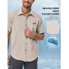 imageLittle Donkey Andy Mens UPF 50 UV Protection Shirt UltraBreathable Short Sleeve Fishing Hiking ShirtsWood ash