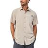 imageLittle Donkey Andy Mens Lightweight UPF 50 Short Sleeve Shirt Breathable Fishing Hiking Shirt AirHoles TechLight Khaki Heathershort