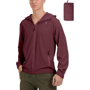 imageLittle Donkey Andy Mens UPF 50 Sun Protection Jackets Stretch Breathable Hoodie Summer Shirts for HikingBiking Red