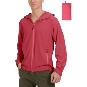 imageLittle Donkey Andy Mens UPF 50 Sun Protection Jackets Stretch Breathable Hoodie Summer Shirts for HikingRacing Red