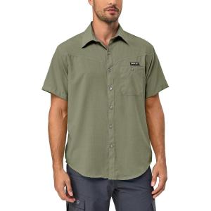 imageLittle Donkey Andy Mens UPF 50 UV Protection Shirt UltraBreathable Short Sleeve Fishing Hiking ShirtsLoden green