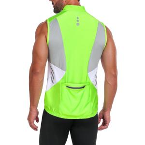 imageLittle Donkey Andy Mens Half Zip Breathable Cycling Vests Reflective Sleeveless Jerseys Lightweight Bicycle RunningSleevelessfluorescent Yellow