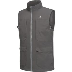 imageLittle Donkey Andy Mens Lightweight Quick Dry Vest Windproof Sleeveless Jacket with 12 Pockets for Fishing TravelDark Grey