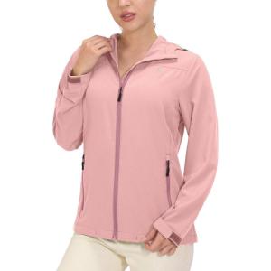 imageLittle Donkey Andy Womens Sun Protection Hoodie Jackets Long Sleeve UPF50 Shirts Hiking Travel Camp Air Holes Full ZipCoral Pink