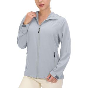 imageLittle Donkey Andy Womens Sun Protection Hoodie Jackets Long Sleeve UPF50 Shirts Hiking Travel Camp Air Holes Full ZipLight Gray