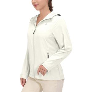 imageLittle Donkey Andy Womens Sun Protection Hoodie Jackets Long Sleeve UPF50 Shirts Hiking Travel Camp Air Holes Full ZipMarshmallow