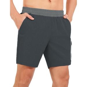imageLittle Donkey Andy Mens 7quot Running Shorts with Liner Quick Dry Stretch Athletic Workout Shorts with Zipper PocketsCarbon Heathera1