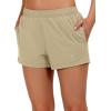 imageLittle Donkey Andy Womens Running ShortsQuick Dry Athletic Shorts Workout Sport Gym Shorts with PocketsUpgraded Khaki