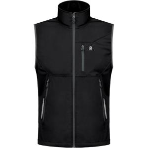 imageLittle Donkey Andy Mens Lightweight Softshell Vest Windproof Sleeveless Jacket for Travel Hiking Running GolfReflective Black
