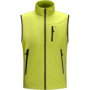 imageLittle Donkey Andy Mens Lightweight Softshell Vest Windproof Sleeveless Jacket for Travel Hiking Running GolfReflective Green