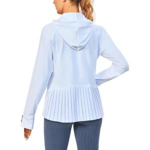 imageLittle Donkey Andy Womens Golf Hoodie Jacket with Pleated Tennis Skirt Hem Full Zip Sun Protection Running Athletic JacketsWhite