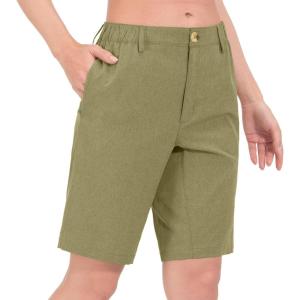 imageLittle Donkey Andy Womens Bermuda Quick Dry Lightweight Stretch Shorts Golf Hiking TravelA Olive Green Heather
