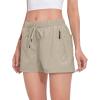 imageLittle Donkey Andy Womens 3 inch Hiking Shorts Quick Dry Lightweight Summer Athletic Shorts with Zipper PocketsPale Khaki