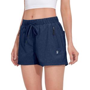 imageLittle Donkey Andy Womens 3 inch Hiking Shorts Quick Dry Lightweight Summer Athletic Shorts with Zipper PocketsMidnight Blue