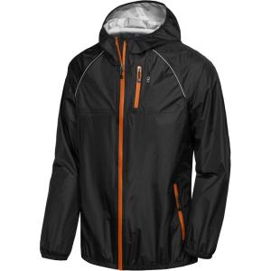 imageLittle Donkey Andy Mens Cycling Stretch Rain Jacket with Hood Windproof and Waterproof Ultralight WindbreakerPackableBlackb