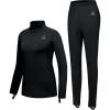 imageWomens Fleece Thermal Underwear Set Lightweight Warm Base Layers Long Johns for Hiking Skiing DivingA Black