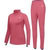imageWomens Fleece Thermal Underwear Set Lightweight Warm Base Layers Long Johns for Hiking Skiing DivingA Watermelon Red